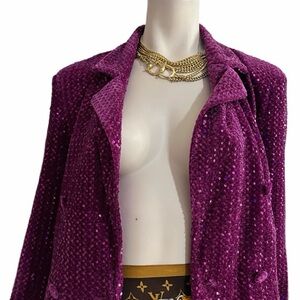 Sequin velvety shimmery blazer great for your touch of color and glam